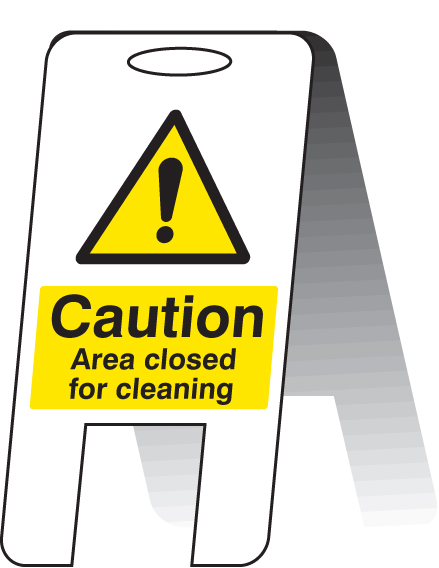Self-Standing Folding Sign: Area Closed for Cleaning (300x600mm)