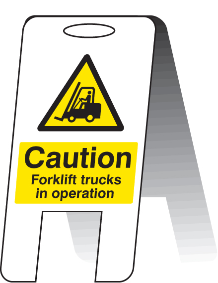 Caution: Forklift Trucks in Operation (Self-Standing Folding Sign) 300x600mm