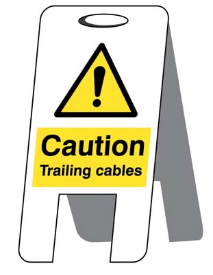 Caution Trailing Cables (Self-Standing Folding Sign) 300x600mm