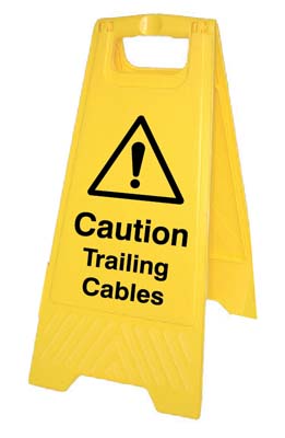 Caution: Trailing Cables (Free-Standing Floor Sign) 300x600mm