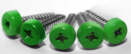 Green Poly Top Screws (Pack of 12)
