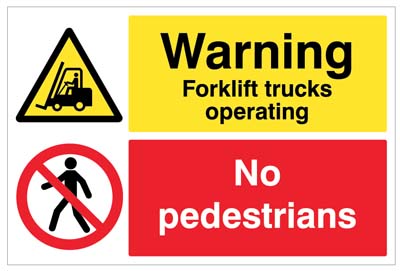 Warning Forklift Trucks Operating - No Pedestrians Floor Graphic 600x400mm