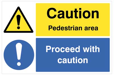 Caution: Pedestrian Area - Proceed with Caution Floor Graphic 600x400mm