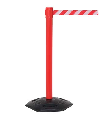 Retractable Industrial Barrier with Red Post (3.4m Red/White Webbing) - 1015mm High