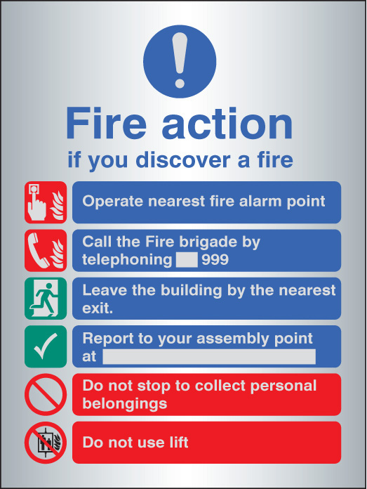 Fire Action Manual Dial with Lift - Aluminium 150x200mm