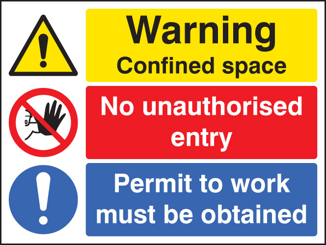 Warning: Confined Space - No Entry Permit to Work