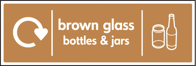 WRAP Recycling Sign - Brown Glass Bottles & Jars
