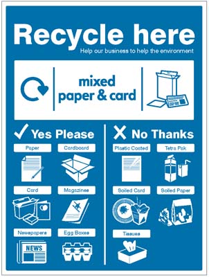 WRAP Recycle Here Sign - Paper & Cardboard