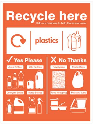 WRAP Compliant Recycling Sign for Plastic Bottles