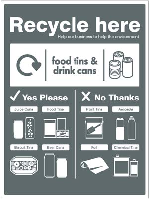 Food Tins and Drink Cans - WRAP Recycling Sign