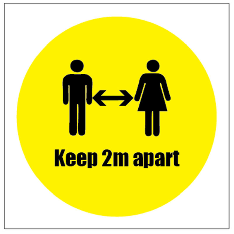 Keep 2 Metres Apart Self-Adhesive Vinyl Sticker 200x200mm