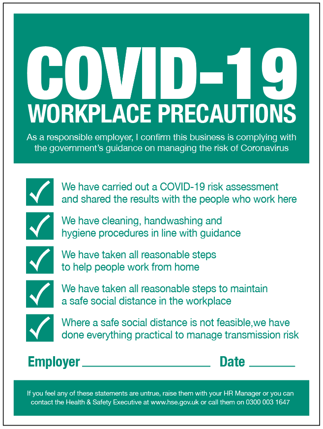 COVID-19 Compliance Notice - Workplace Precautions