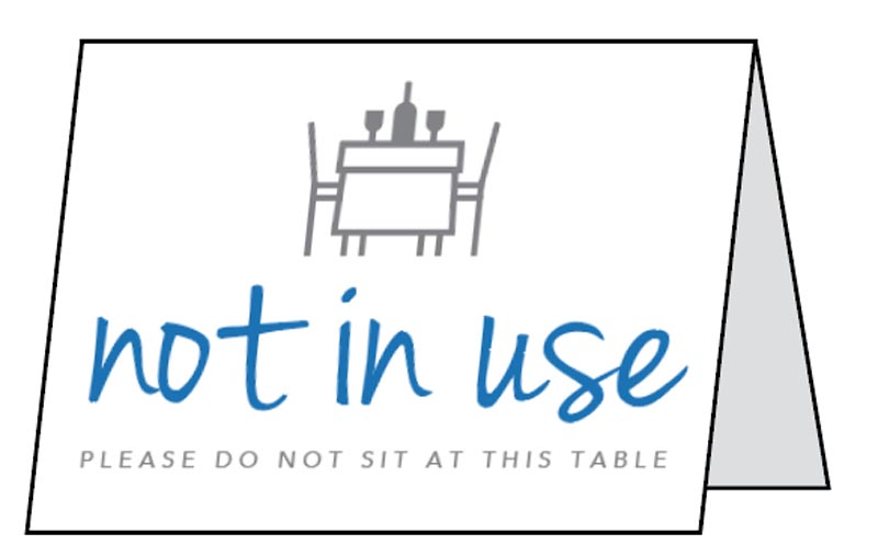 Double-Sided Plastic Table Cards - 'Not in Use, Please Do Not Sit' (Pack of 5)