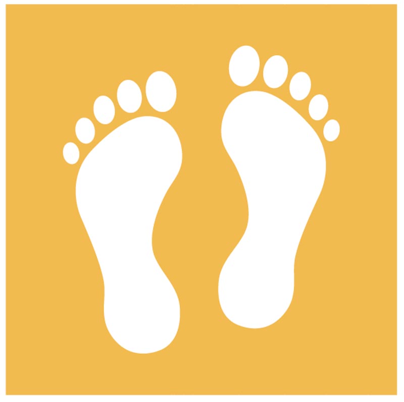 Footprints Floor Graphic (Orange) - 200x200mm