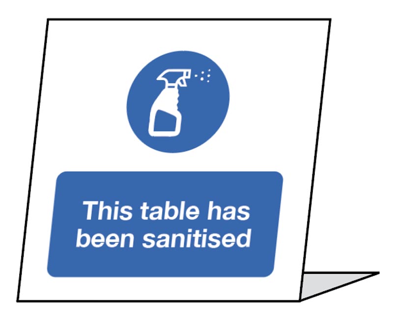 Sanitised 100x100mm Table Top Sign (Pack of 5)
