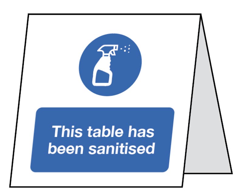 Sanitised Double-Sided Plastic Table Cards - 100x100mm (Pack of 5)