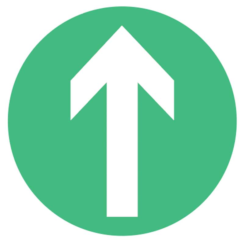 Directional Arrow (One Way) Green Floor Graphic - 200mm Diameter Circle