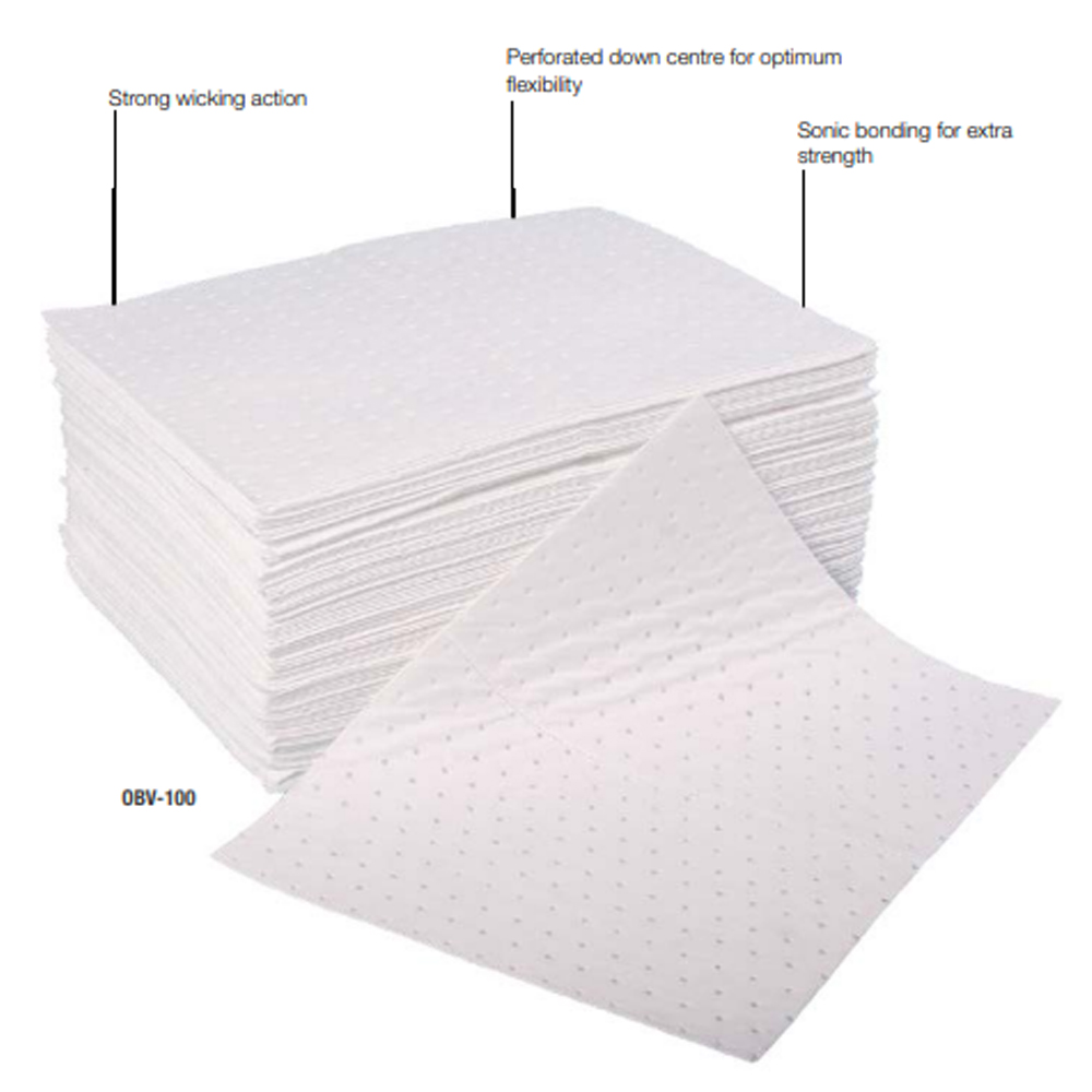 OBV-100 Double Weight Oil & Fuel Absorbent Pads - Pack of 100