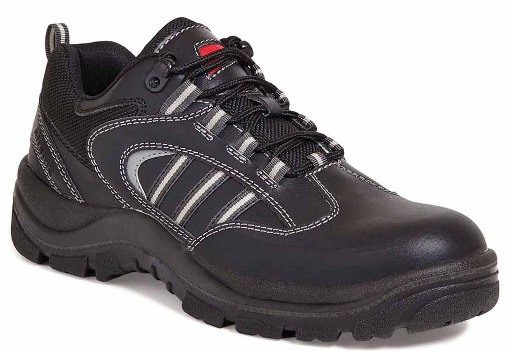 Black Leather Non-Metallic Safety Trainers